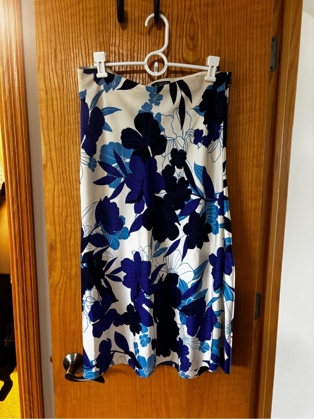 J. Crew Blue Floral Midi Skirt on White